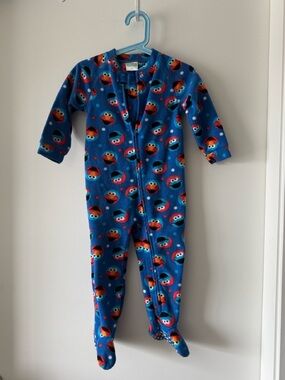 Sesame Street Blue Elmo All-Over Print Footed One-Piece 2T
